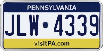 PA license plate JLW4339