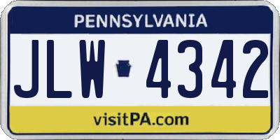 PA license plate JLW4342