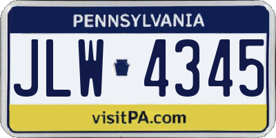PA license plate JLW4345