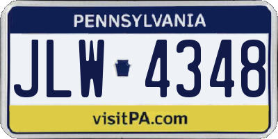 PA license plate JLW4348