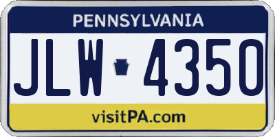 PA license plate JLW4350
