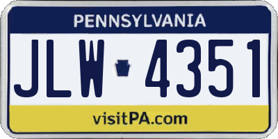 PA license plate JLW4351