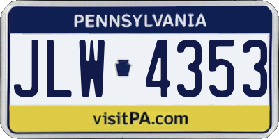 PA license plate JLW4353
