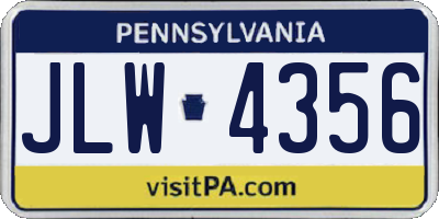 PA license plate JLW4356