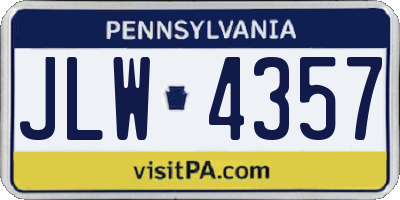 PA license plate JLW4357