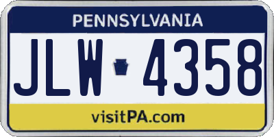 PA license plate JLW4358