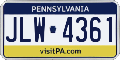 PA license plate JLW4361