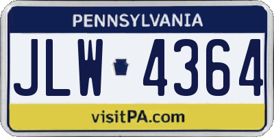 PA license plate JLW4364