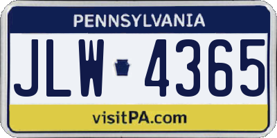 PA license plate JLW4365