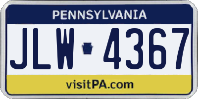 PA license plate JLW4367