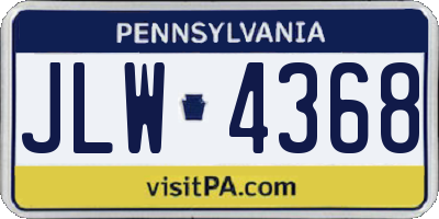 PA license plate JLW4368