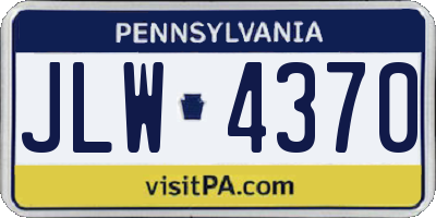 PA license plate JLW4370