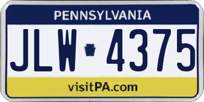PA license plate JLW4375