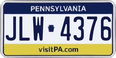 PA license plate JLW4376