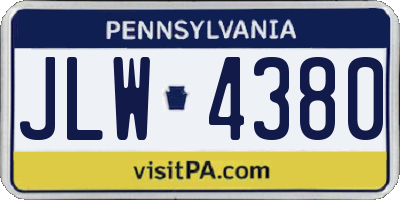 PA license plate JLW4380