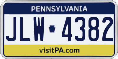 PA license plate JLW4382