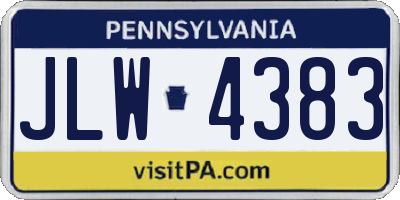 PA license plate JLW4383