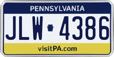 PA license plate JLW4386