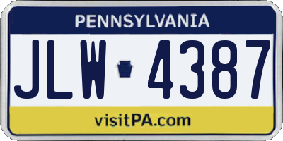 PA license plate JLW4387