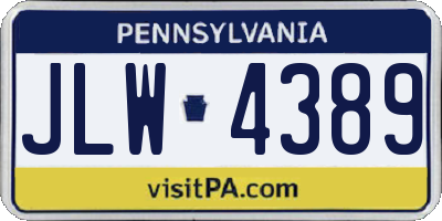 PA license plate JLW4389