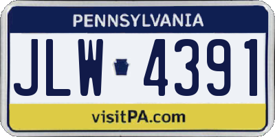 PA license plate JLW4391