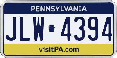 PA license plate JLW4394