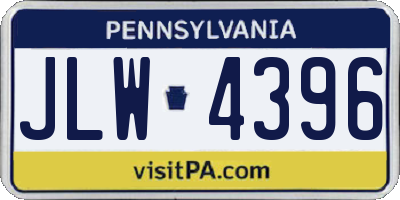 PA license plate JLW4396