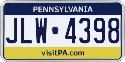 PA license plate JLW4398
