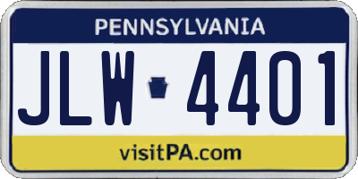 PA license plate JLW4401
