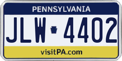PA license plate JLW4402