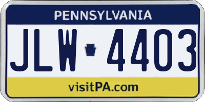 PA license plate JLW4403