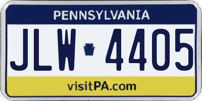 PA license plate JLW4405