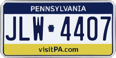 PA license plate JLW4407