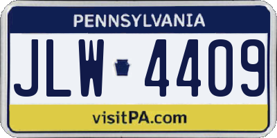PA license plate JLW4409