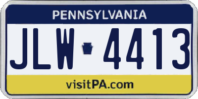 PA license plate JLW4413