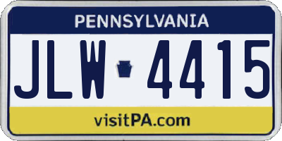PA license plate JLW4415