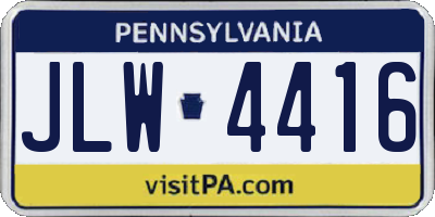 PA license plate JLW4416