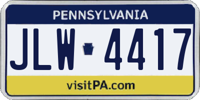 PA license plate JLW4417