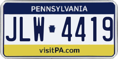 PA license plate JLW4419