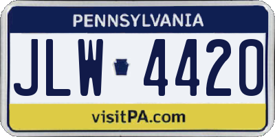 PA license plate JLW4420