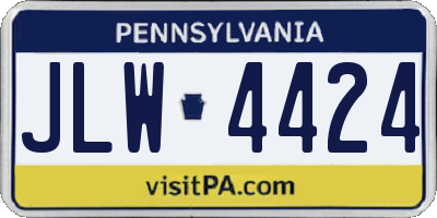 PA license plate JLW4424