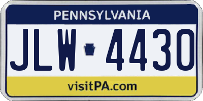 PA license plate JLW4430