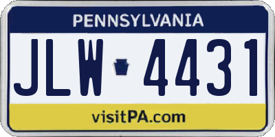 PA license plate JLW4431