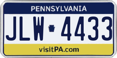 PA license plate JLW4433
