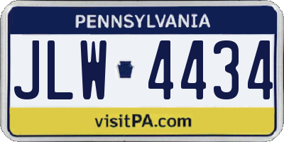 PA license plate JLW4434