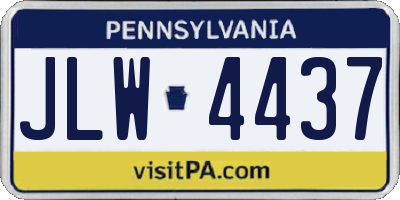 PA license plate JLW4437