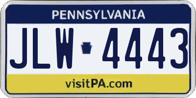 PA license plate JLW4443