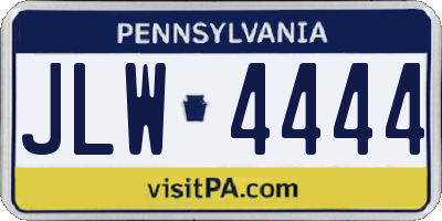 PA license plate JLW4444