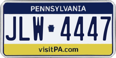 PA license plate JLW4447