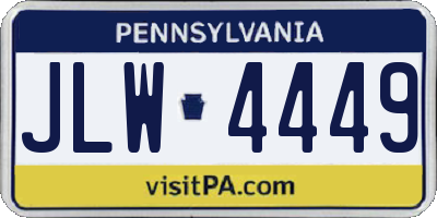 PA license plate JLW4449